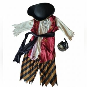Pirate Costume for Kids - Burgundy and Brown/hat and Hook Extra.
